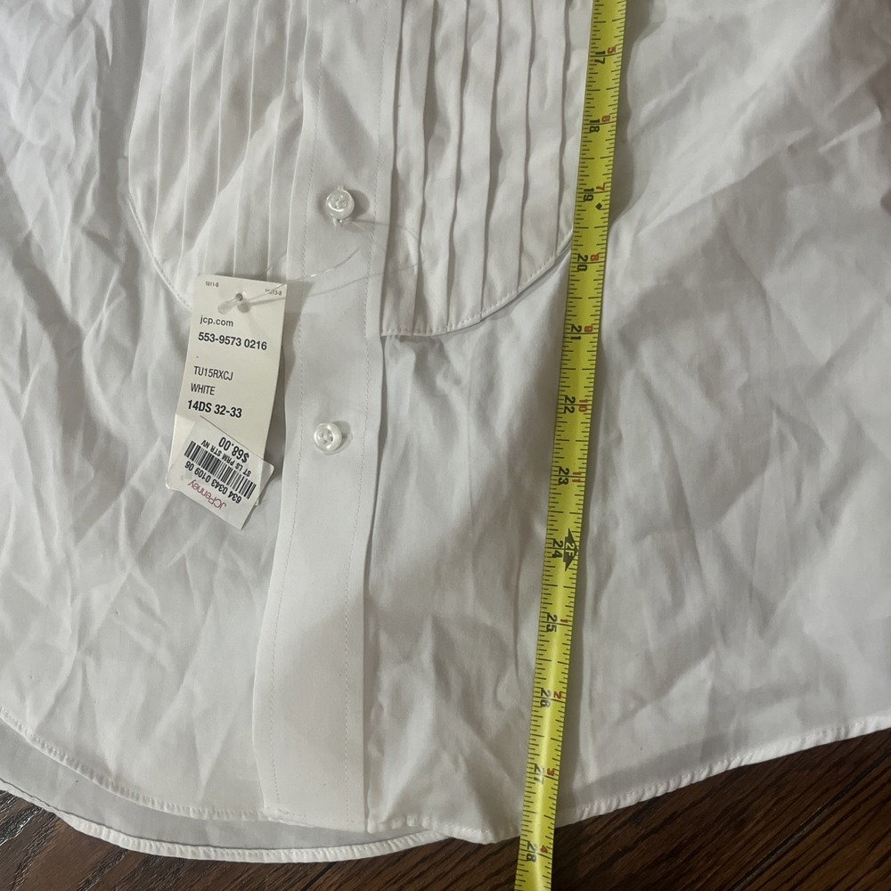 NEW JF J Ferrar Men's Size S 14" 32-33 Slim Fit White Tuxedo Shirt French Cuffs - Picture 8 of 8